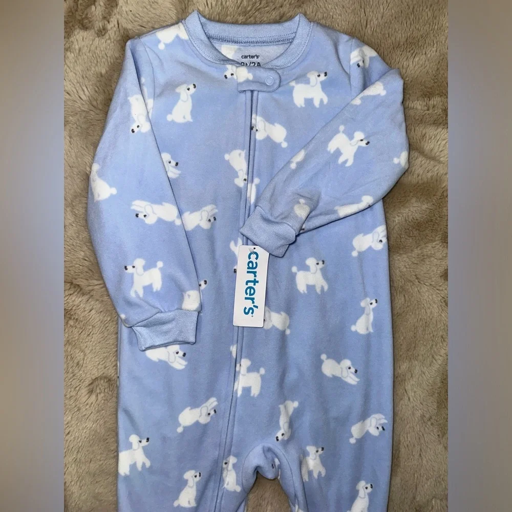 NEW Carter's Light Blue with White Poodle Footie Pajamas